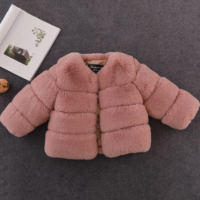 Dark Pink Dollplus/Новинка; зимнее пальто с мехом для девочек; плотная теплая парка; куртки с искусственным мехом для маленьких девочек; пальто; детская верхняя одежда; пальто для девочек - Цвет: Dark Pink
