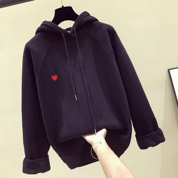 

Sweatershirt Casual Solid Women Hooded 2019 Long Sleeve Blouse Lace Up Drawstring Tops Black