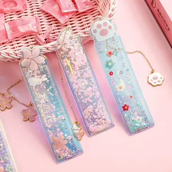 

1pc Creative Cartoon Laser Drawing Ruler with Pendant Bookmark PVC Measuring Tool Cute Ruler Stationery Student School Supplies