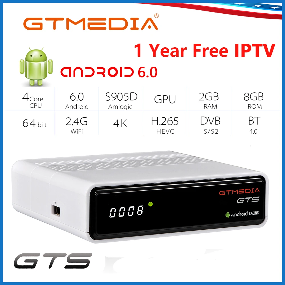 GTMEDIA GTS Android 6,0 Smart tv Box S905D 2G+ 8G беспроводной WiFi 3D 4K сетевой медиаплеер IP tv M3U ACM Play Store tv Box PK H96