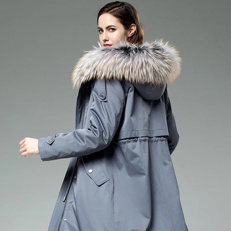 

Real Fur Coat Women Rex Rabbit Fur Coat Raccoon Fur Collar Winter Coat Women Real Fur Parka for Women Clothes 2019 CC1101 YY945