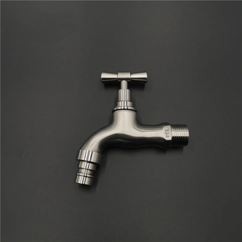 304 Stainless Steel Garden Faucet Wall Mounted Brushed Outdoor Bibcock Garden Wash Basin Mop Faucet Torneira Parede G1/2'