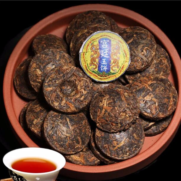 

China Royal Court Golden bud Ripe Old pu er tea about 8g/pieces Chinese Cooked puer tea puerh tea Gold bud pu erh tea