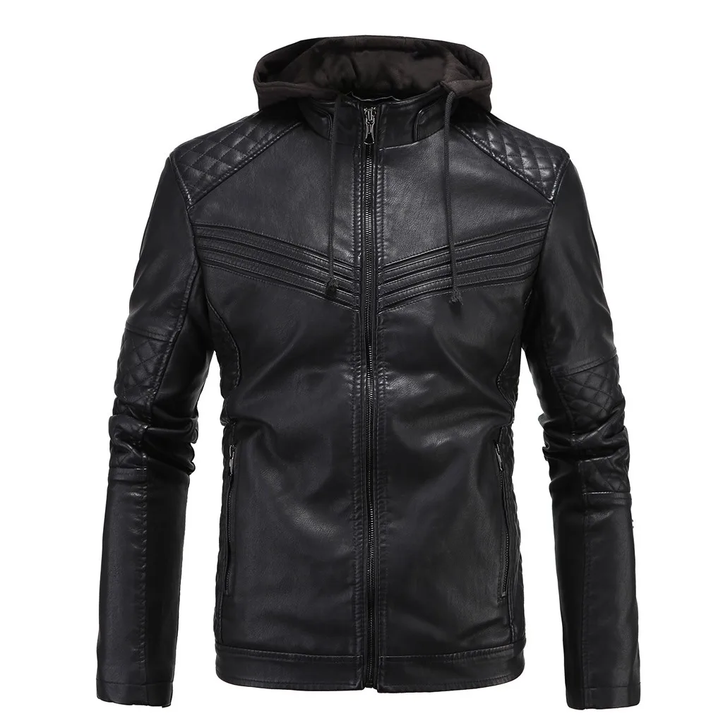 

Jacket Men Leather Jacket Autumn Winter Bomber Jacket Biker Motorcycle Zipper Outwear Hoodie Overcoat Baseball chaqueta hombre