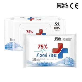 

10/50 Sheets/Pack 75% Alcohol Wipes Portable Antiseptic Cleaning Sterilization Wipes First Aid Cleaning Tissue Wipe
