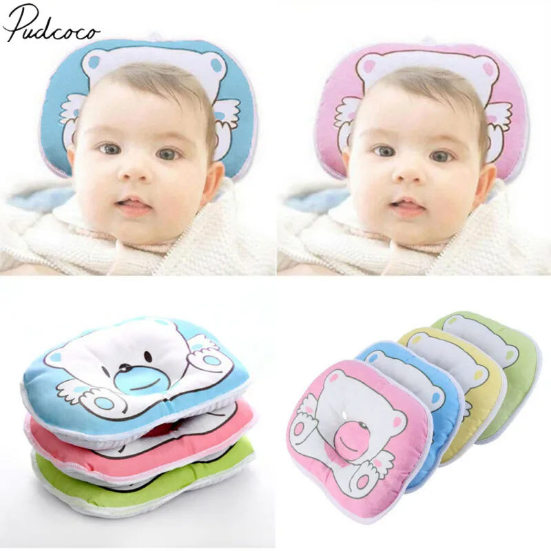 

2019 Baby Bedding Accessories Cartoon Bear Pattern Soft Baby Pillow Preventing Flat Head Neck Syndrome Plagiocephaly Wholesale