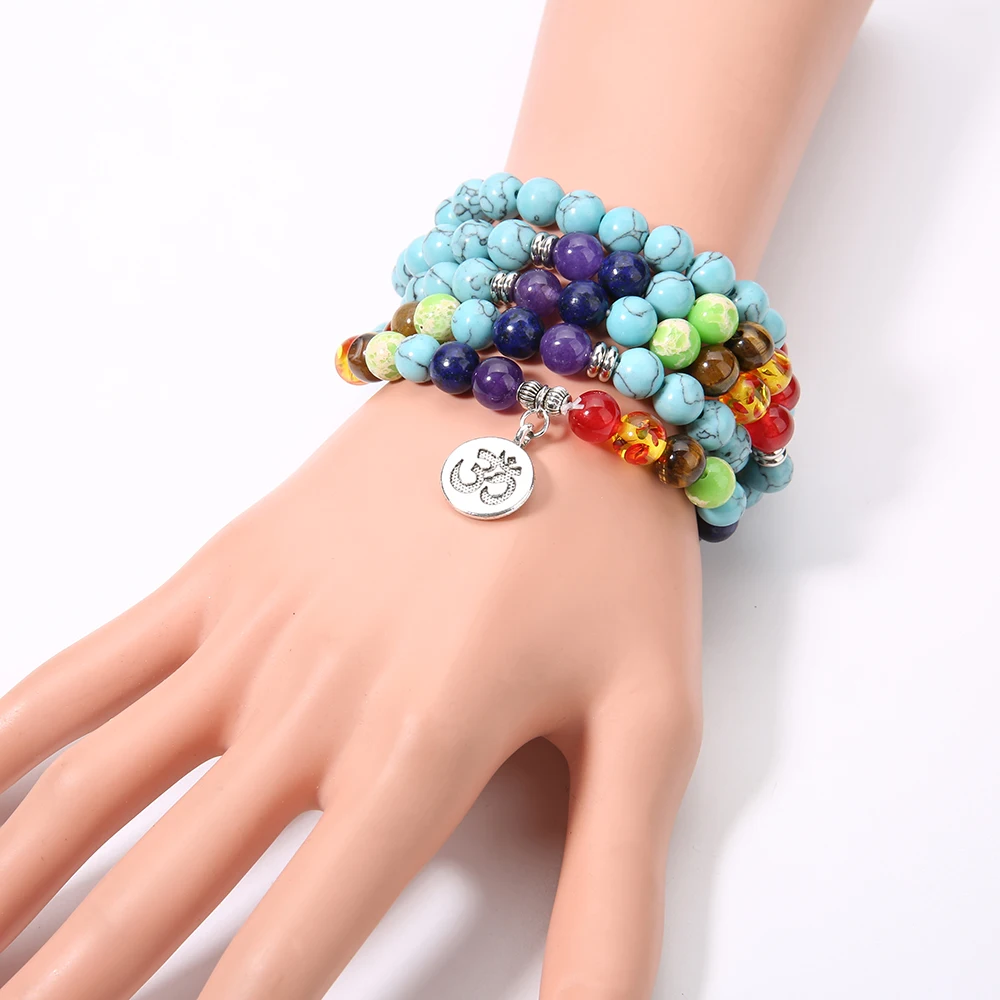 SHINUS BOHO mala бисер Йога браслет натуральный камень 8 мм бисерный декларирующий браслет женский ручной работы paryer Браслет Bijoux