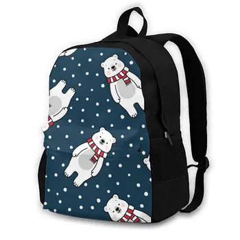 

Laptop Backpack Women Canvas Backpack School Teenagers Casual Travel Cute Polar Bear Bags