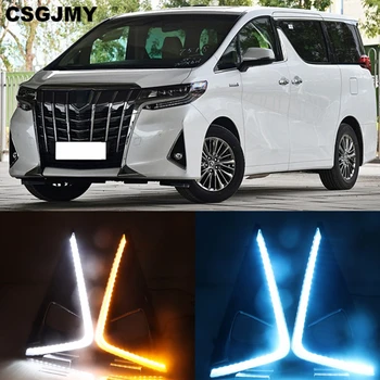 

CSGJMY 1Pair LED Daytime Running Light Yellow Turn Signal Relay Waterproof 12V DRL Fog Lamp For Toyota Alphard 2018 2019