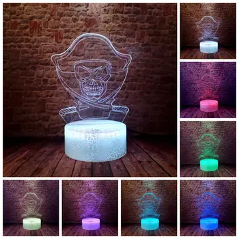

Flash Pirate Figure Model juguetes 3D Illusion LED Desk Nightlight Colorful Changing Light action & toy figures