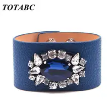 Totabc новый очаровательный кожаный браслет стразы обтягивающий