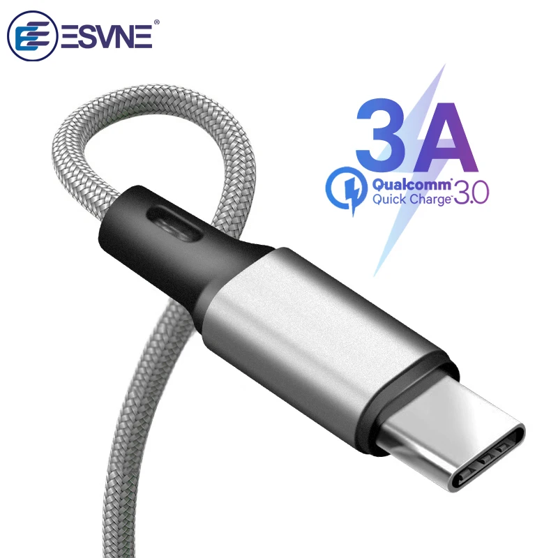 

ESVNE 3A Fast Charging USB Type C Cable USB C Cord usb-c Charger For Samsung Xiaomi Huawei Android Type-C Cable Data wire