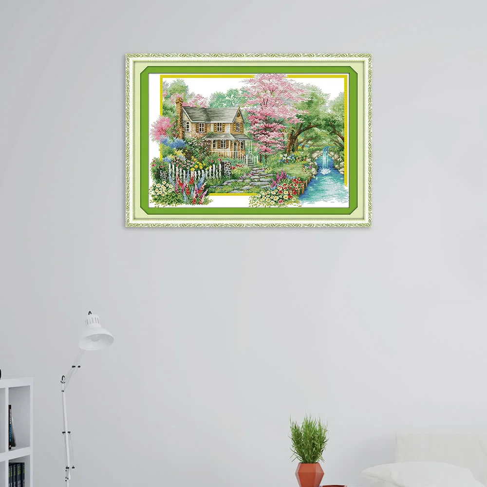 Decdeal DIY Handmade Needlework Cross Stitch Set 67* 48cm Embroidery Kit 14CT Printed Cross-Stitching Home Decoration