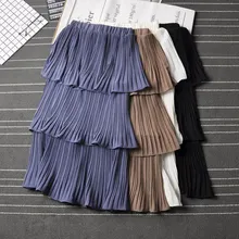 4 цвета, летняя Женская милая тонкая юбка-торт феи, Женская однотонная длинная Плиссированная юбка, женская элегантная юбка с высокой талией, Прямая поставка