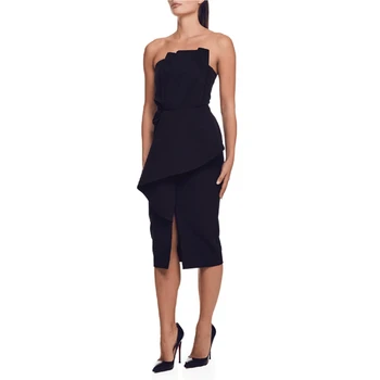 

2020 Women Strapless Bandage Dress Summer Sexy Backless Sheath Split Mid-Calf Vestidos Celebrity Club Runway Wholesale