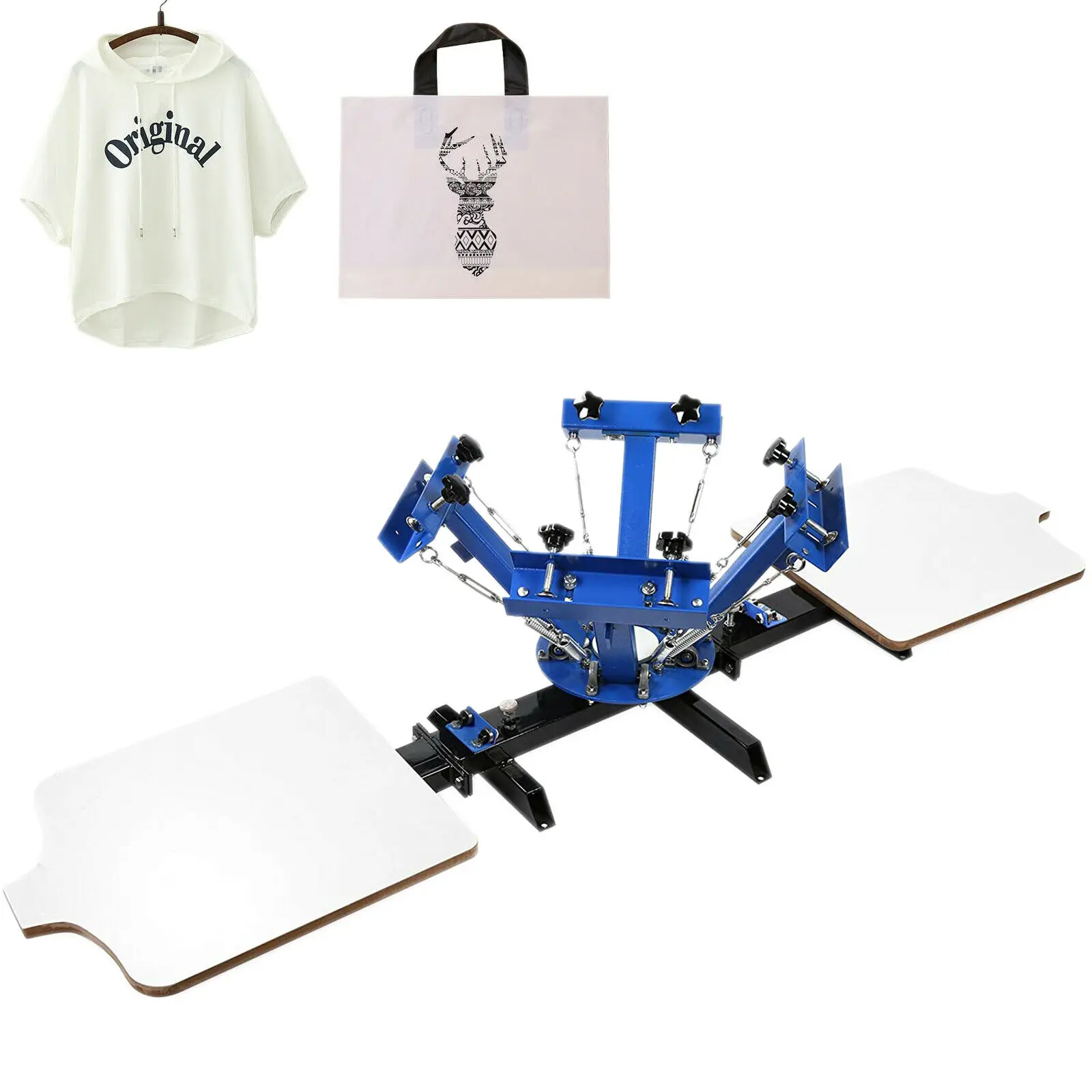 

4 Color Screen Printing Machine 17.7x21.7 Inch For T-Shirt DIY Printing Removable Pallet