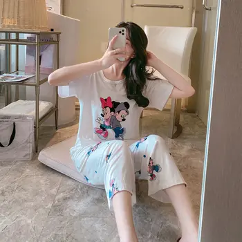

2020 Cute Cartoon Mickey Pyjamas Pjs Women Sets Printing Indoor Clothing Home Sleepwear Pajamas Shorts Woman Pijama Mujer Femme