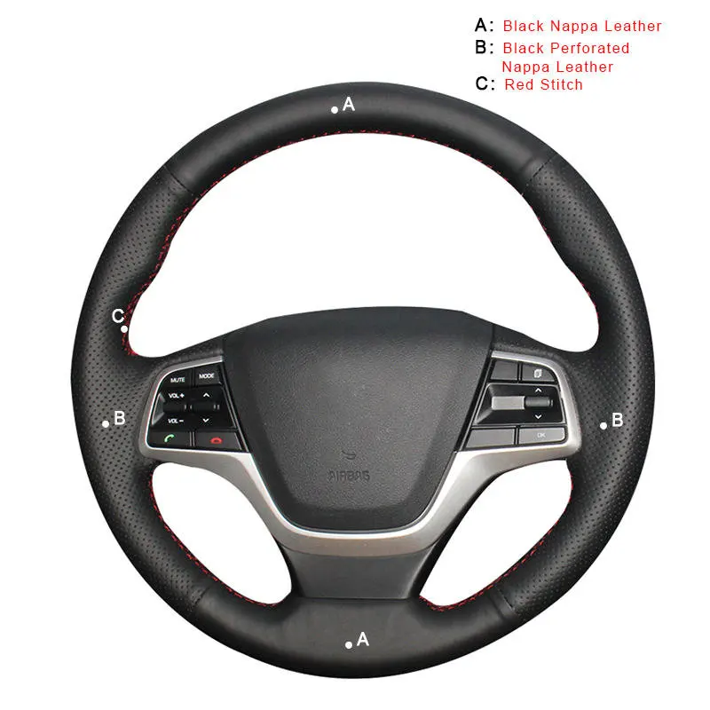 Авто оплетка на руле Крышка для hyundai Elantra 4- Solaris- Accent- автомобильные чехлы автостайлинг - Название цвета: Top Layer Leather