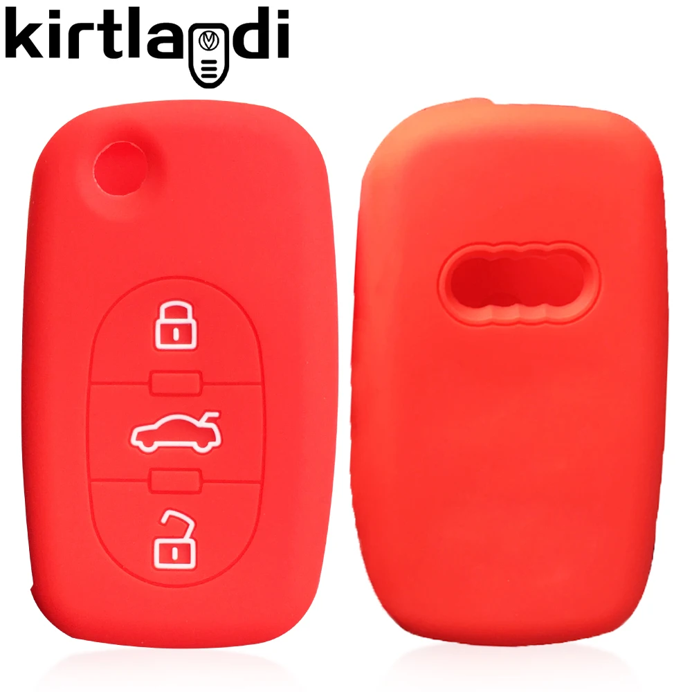 Key Case Cover Key Case Kirtlandi Key Case for Audi A1 A4 B6 A6 C5 TT 8N Silicone Car Key Cover 3 Button Holder Keychain Accessories Protection