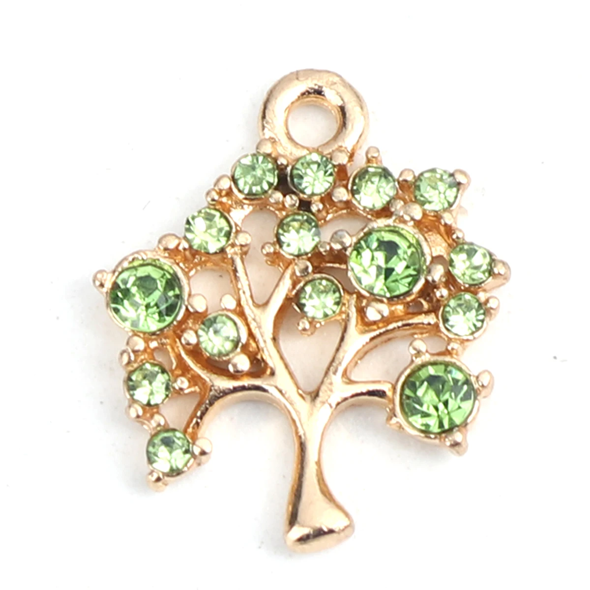 Fruit Tree Charms Zinc Based Alloy Rhinestone Charms Gold Color Blue16*  14mm For DIY Necklace Jewelry Handmade Making, 5 PCs