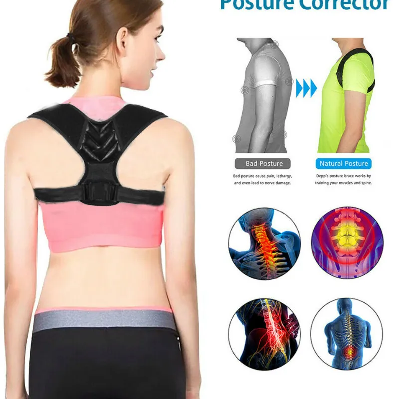 

Adjustable Posture Corrector Back Brace Support Belt Band Shoulder Lumbar Support Brace Strap Pain Relief corretor de postura