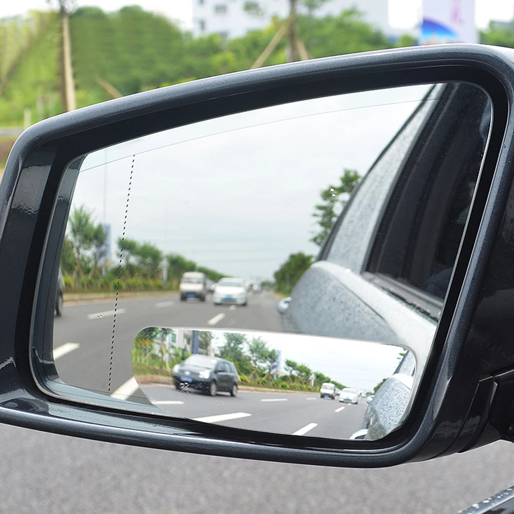 

2Pcs Car Curved Wide Angle Rear View Mirror Clear Slim Blind Spot Mirror Reversing Convex Rear View Mirror Parking Mirror