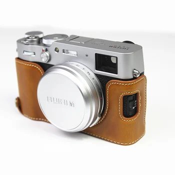 

Camera Bag PU Leather Half Body Set Cover For Fuji Film Fuji X100V X-100V Bottom Case shell With Battery Opening