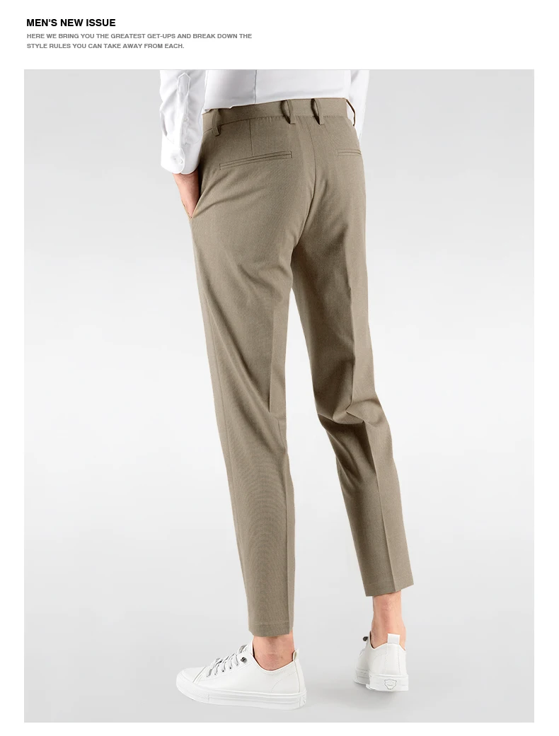 Драп капри костюм брюки мужские Эластичность Тощий Slim Fit корейский стиль Молодежный 9 брюки Тонкий Англия костюм брюки осенью и зимой Thi