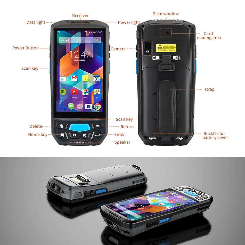 PDA сборщик данных Android Ручной терминал считыватель штрих кодов sacnner 1D 2D bluetooth