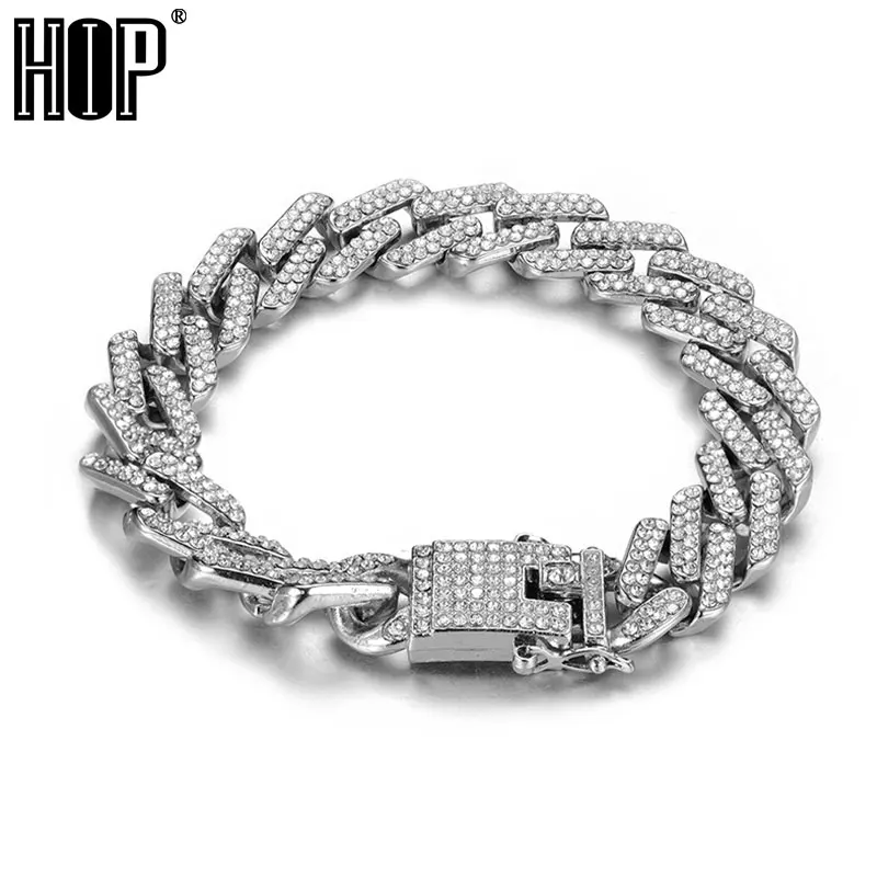 Хип хоп 13 мм полностью микро проложить CZ камень Bling Iced Out Бабочка Пряжка браслет