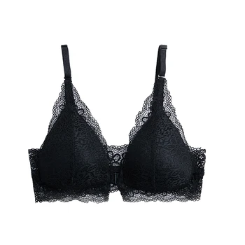 

New French Small Chest Lace Beauty Back Thin Underwear Women's Rimless Girl's Bra Triangle Cup Breathable Anti-Exposure
