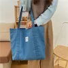 New Retro Women's Shoulder Bag Simple Solid Color Small Fresh Canvas Bag Literary Women's Buckle Tote Bag Large Capacity Handbag ► Photo 3/6