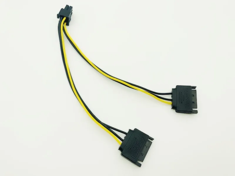 Dual 15Pin SATA Male to 6pin PCI-E PCIe PCI Express Graphics Video Display Card Dual SATA to 6pin Power Cable for ETH BTC Mining