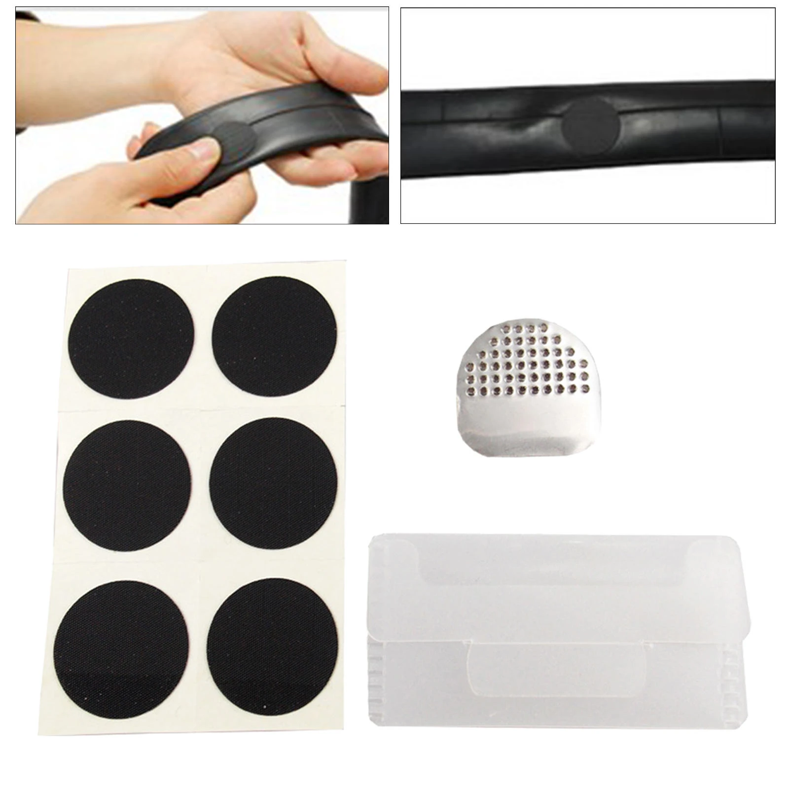 Parche Premium para neumáticos de bicicleta, Kit de parches autoadhesivos pegamento para reparar agujeros con raspa de Metal y|Herramientas de reparación de bicicleta| - AliExpress
