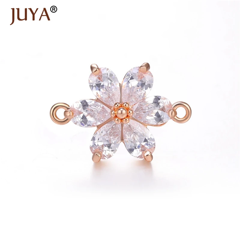 rose gold Материалы для изготовления украшений Блестящий Цирконий коннекторы с кристаллами модный Бесконечность/жизнь дерево/Фатима рука/ананас/цветок Шарм Разъем подвеска на браслет - Цвет: rose gold