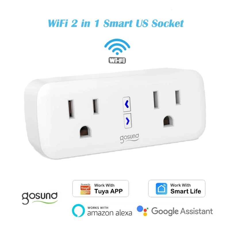 Беспроводной Wi-Fi 2 в 1 умная розетка 10A штепсельная вилка американского стандарта