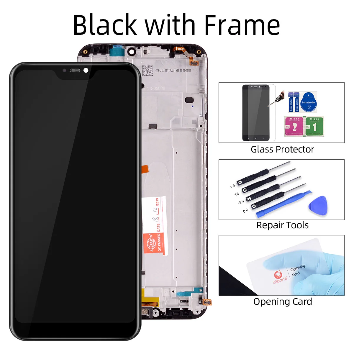 Дисплей для Xiaomi Mi A2 Lite 6 Pro LCD в сборе с тачскрином на рамке 5.84'' черный белый - Цвет: Black with Frame