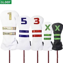 1 3 5 X Golf Head Covers Stripes Driver Fairway Wood Hybrid Head Cover Synthetic Leather with Embroidery