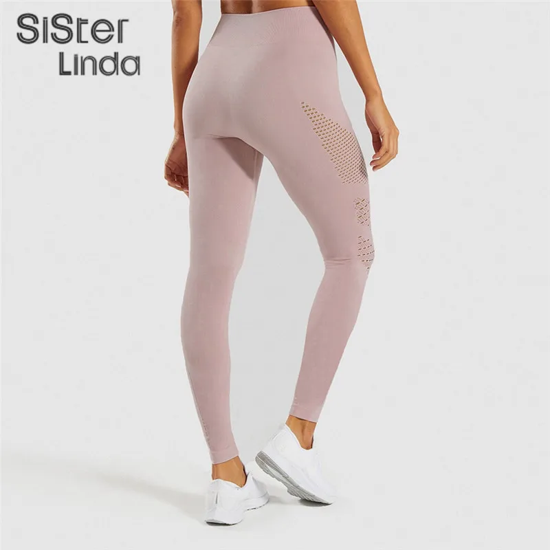 Sisterlinda, женские леггинсы, повседневные, для фитнеса, высокая талия, высокая эластичность, одноцветные, сетчатые штаны, одноцветные, для спортзала, леггинсы, женские, тянущиеся штаны, Mujer
