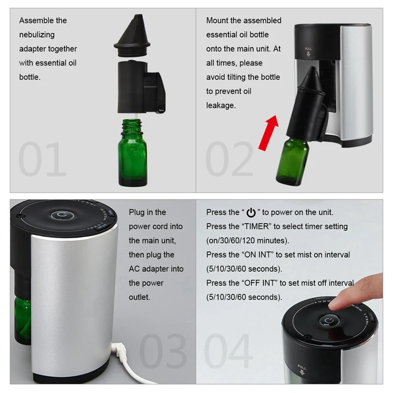 

Waterless Nebulizing Oil Aroma Diffuser Diffuseur Aluminium Alloy Essential Oil Diffusers Aromaterapia Household Home Work Yoga