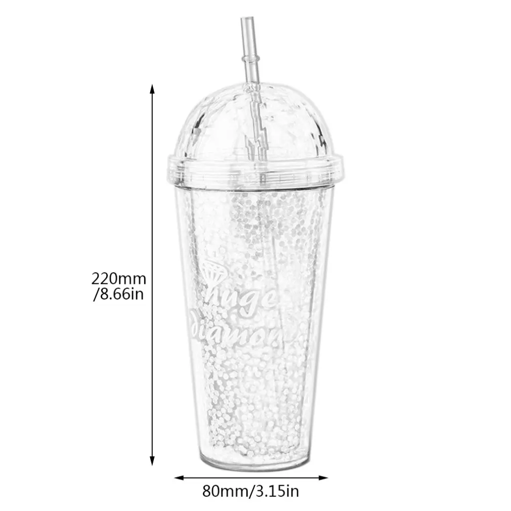 Creative Straw Cup Cream Straw Flash Double-layer Cup Cylindrical Shape Transparent Home Cafe Exquisite