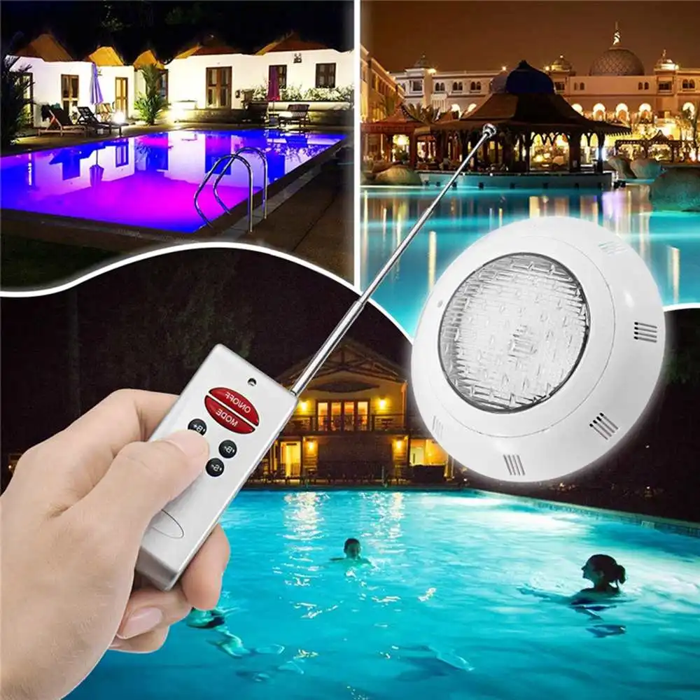 

252 LED RGB Underwater Swimming Pool Light Multi-Color 12V 24W RGB+Remote Controller Outdoor Lighting Waterproof Underwater Lamp