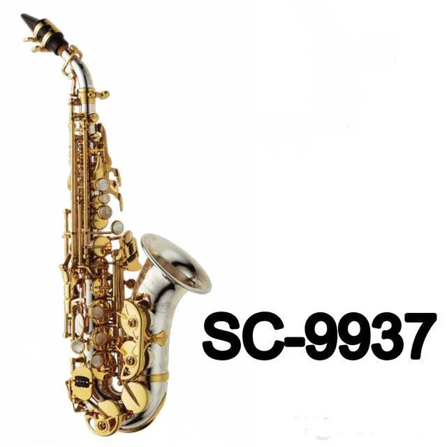 

2018 Instrument High Quality Brands Soprano Curved saxophone SC-9937 Silvering Brass Sax Professional Mouthpiece Free shipping