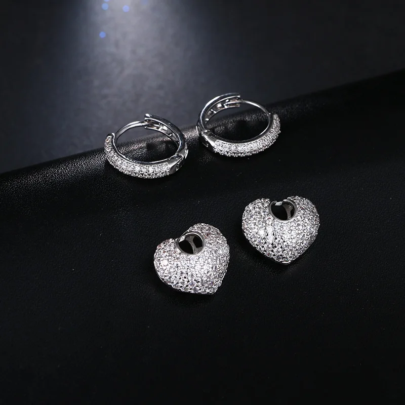 Новинка,, 3 цвета, микро-инкрустированные циркониевые Кристаллы из Swarovski, Персиковое сердце, простые креативные женские серьги