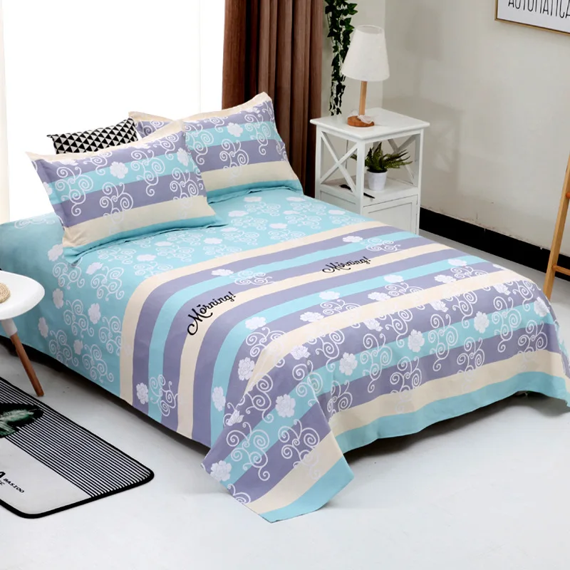 

[Xuan Yan] New Style Coarse Cloth Three-piece Set Sheet Pillow Case Pure Cotton Three-piece Bedding Set Breathable Not Balling u
