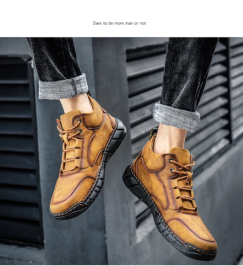 Brand Mens Winter Boots Fur Warm Mens Snow Boots High Quality Leather Mens Platform Boots Winter Outdoor Mens Trainers