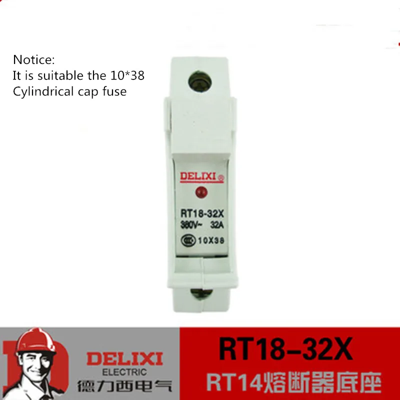 

DELIXI RT18-32X AC 32A 1 Pole 10x38mm DIN Rail Mount Fuse Holder Base with LED indicator light