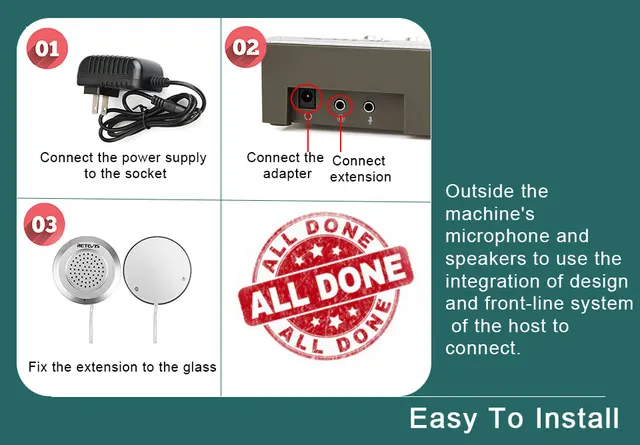 Citofono Da Finestra Retevis RT9908 - Bidirezionale, Con Microfono Regolabile, Per Uffici E Banche
