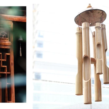 

67 Cm Wind Chimes Hanging Decoration Natural Bamboo Bell Hanging Bell Window Decoration for Good Luck Colorful