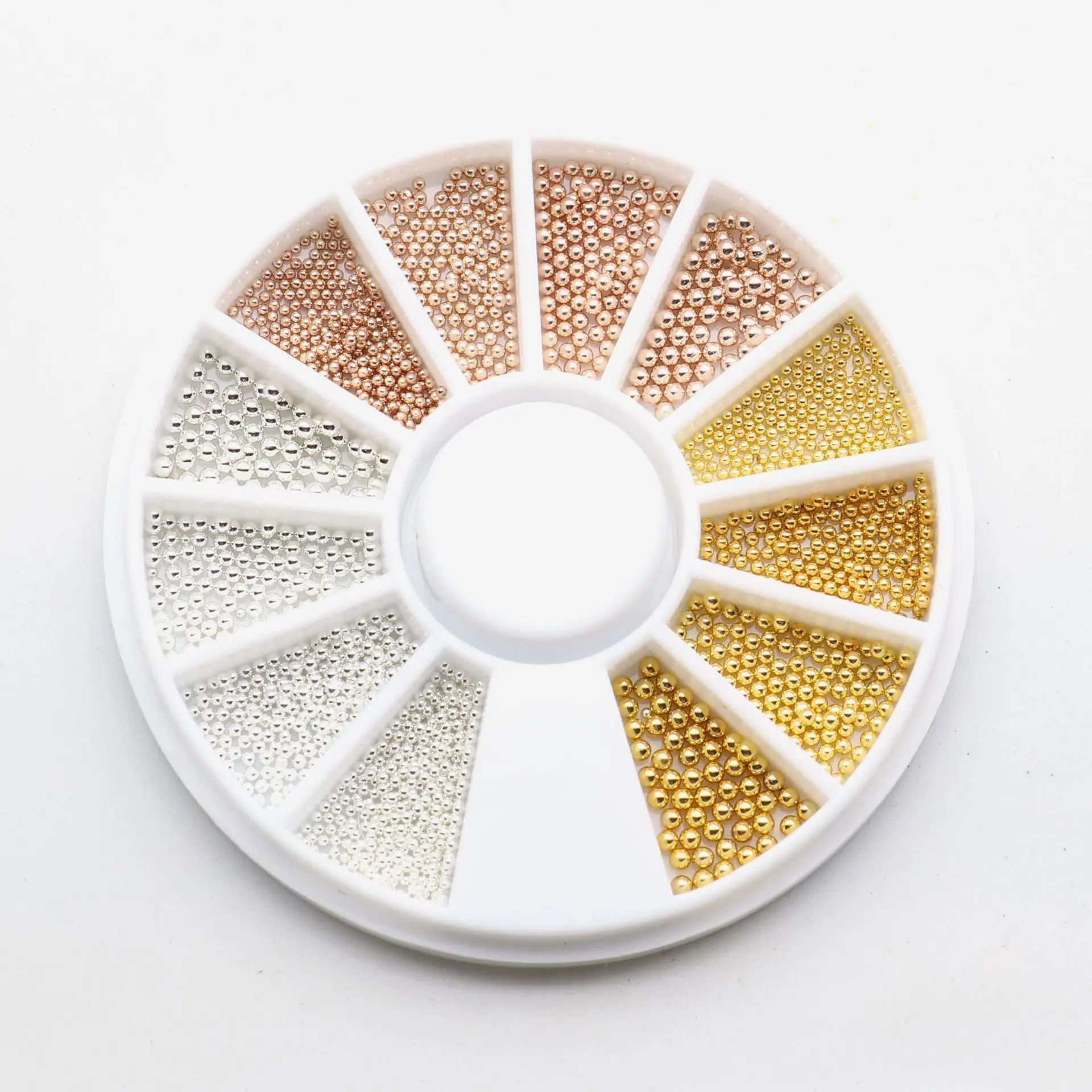 Manicure Metal Ornament Gold And Silver Steel Ball Drill Plate 12 Grid round Plates Boxed Fingernail Decoration Gold Silver Rose